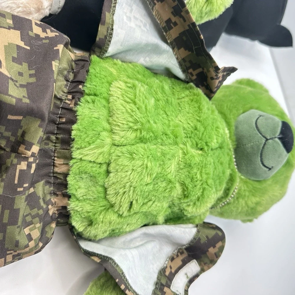 Build A Bear Super Hero Lot of 2 Bears Hulk in Fatigues and Batman with Mask